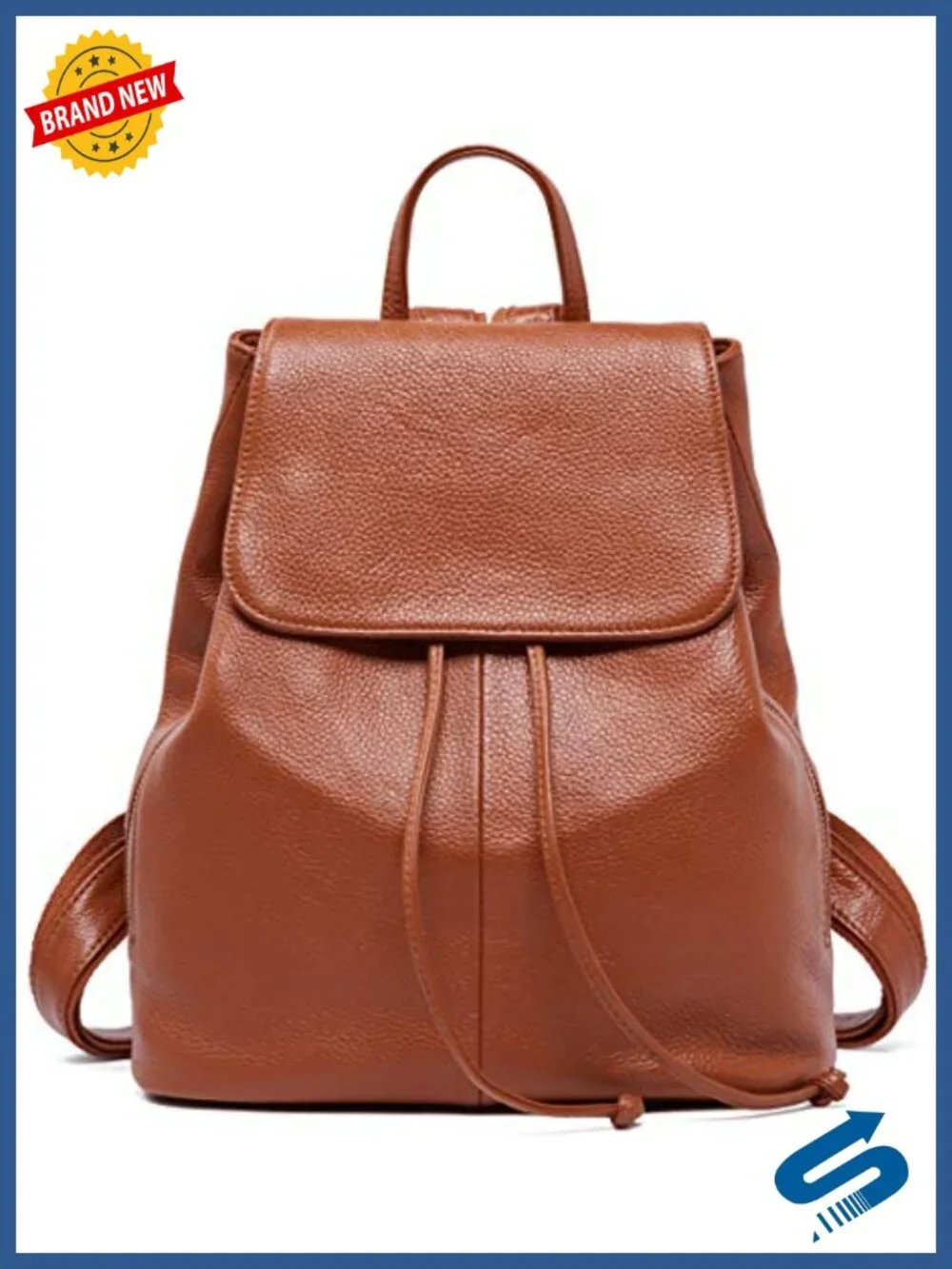 Full-Grain Leather Backpack Purse, Minimal Structured Design, RFID Pocket, Work